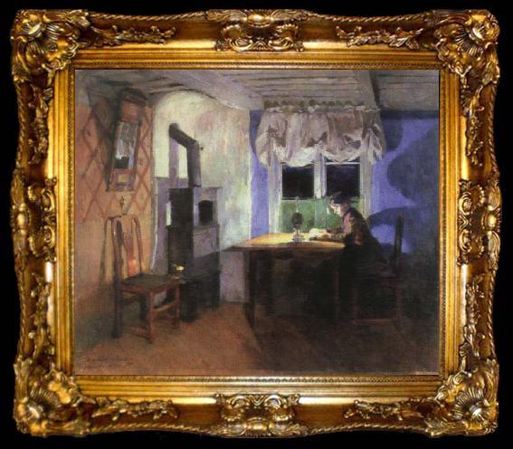 framed  Harriet Backer by lamplight, ta009-2